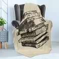 thumbnail image 4 of Books Soft Flannel Fleece Blanket, Vintage Stack of Old Books Pile Text Books Reading Hand Drawn Sketch Print, Cozy Plush for Indoor and Outdoor Use, 50" x 60", Beige and Dark Brown, by Ambesonne, 4 of 5