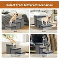 thumbnail image 3 of Dog Stairs with Storage 18" H, 3-Step Wider Dog Steps for Large/Medium/Small Older Dogs Cats, Folding Sturdy Pet Stairs Climbing Bed or Couch, Ramp for Car Up to 200 lbs, No Condo,Grey Furry Lid, 3 of 11