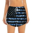 thumbnail image 2 of Picia Navy Camouflage American Flag Pattern Women's 2 in 1 Athletic Running Shorts High Waisted Workout Casual Gym Sweat Shorts with Comfy Liner Zipper Pockets-X-Large, 2 of 9