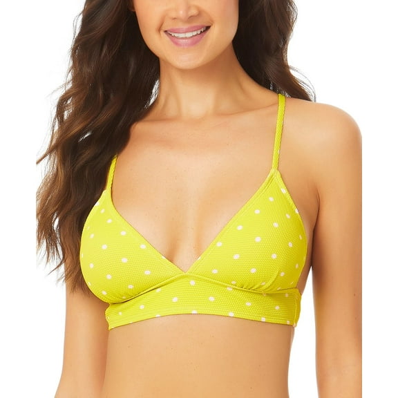 California Waves YELLOW MULTI Juniors' Crossback Bralette Bikini Top, US Small