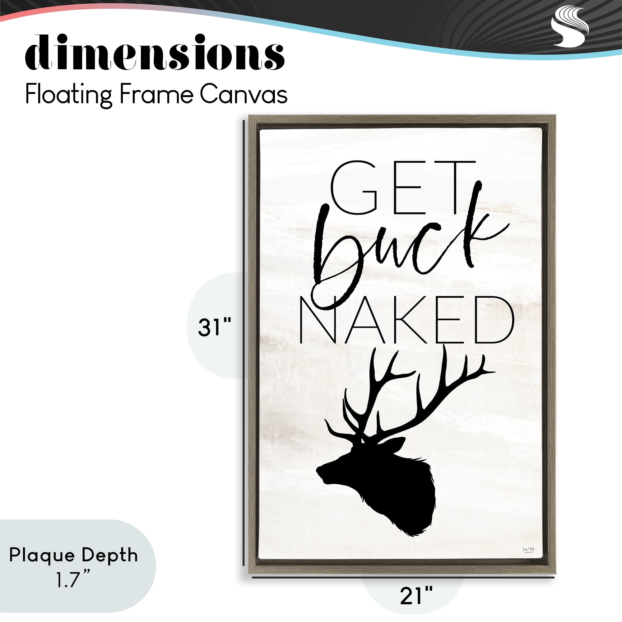 Stupell Industries Get Buck Naked Brown Framed Floater Canvas Wall Art, design by Lux + Me Designs