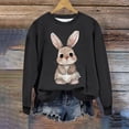 thumbnail image 2 of Penkiiy Chemises de Pâques pour Femmes 2024 Manches Longues Mignon Lapin Col Rond Chandail en Molleton Graphique Lapin Décontracté Été Blouse Tunique Hauts TG Noir, 2 of 6