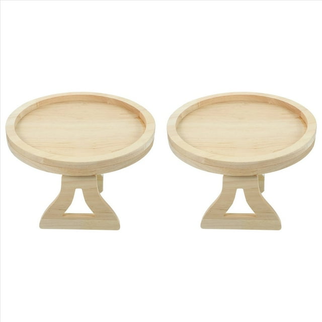 2X Round Foldable Wooden Sofa Clip on Side Table for Wide Couches Arm,Armrest Table for Eating/Drinks/Snacks/Remote,2 x Table,Wood Color