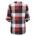 thumbnail image 5 of Women Long Sleeve Blouse V Neck Shirt Lady Plaid Shirt Autumn Checked Baggy T Shirt Tops Blouse Size S-3XL, 5 of 6