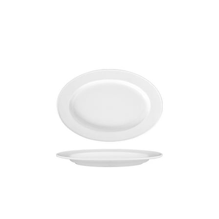 Delta 9.5" x 6.75" x h:1" Oval White Porcelain Platter (Set of 2)