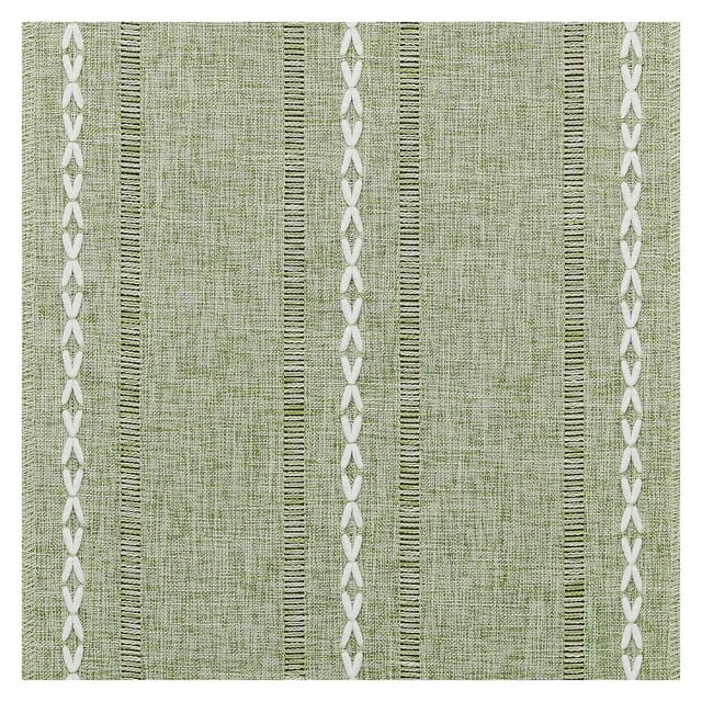 Boho Striped Hemstitched Table Runner - 33x160cm Linen Cotton Embroidered Home Decor for Dining Table - Machine Washable Textured Woven Fabric with Tassels Akmoler | Cloth, Green