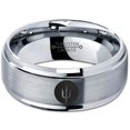 thumbnail image 2 of Tungsten Trident Weapon Spear Band Ring 8mm Men Women Comfort Fit Gray Step Bevel Edge Brushed Polished, 2 of 4