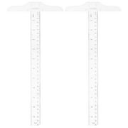 2pcs 30cm T-Square Double Side Scale Plastic Measuring Tool T Shape Ruler for Drafting and General Layout Work (inch, cm)