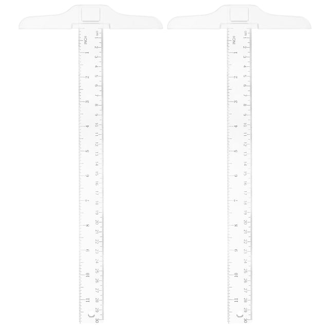2pcs 30cm T-Square Double Side Scale Plastic Measuring Tool T Shape Ruler for Drafting and General Layout Work (inch, cm)