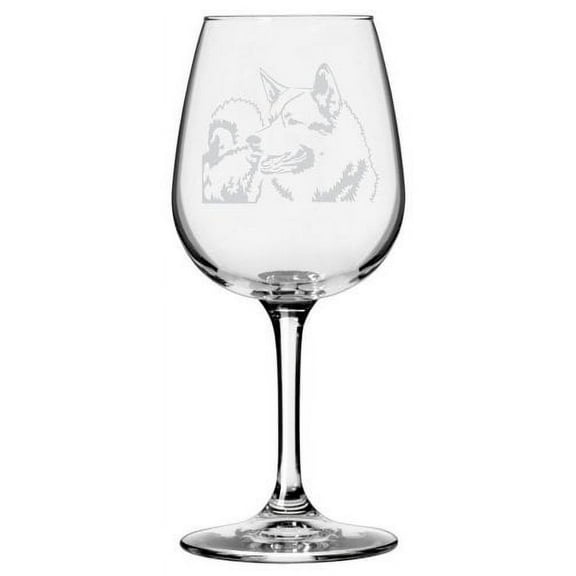 Norwegian Elkhound Dog Themed Etched All Purpose 12.75oz Libbey Wine Glass