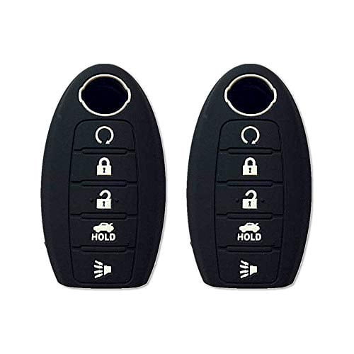 Autobase Silicone Key Fob Cover for Nissan Rogue Murano Armada Maxima Altima Sedan Pathfinder Car Accessory Key Protection Case 2 Pcs Black & Blue 