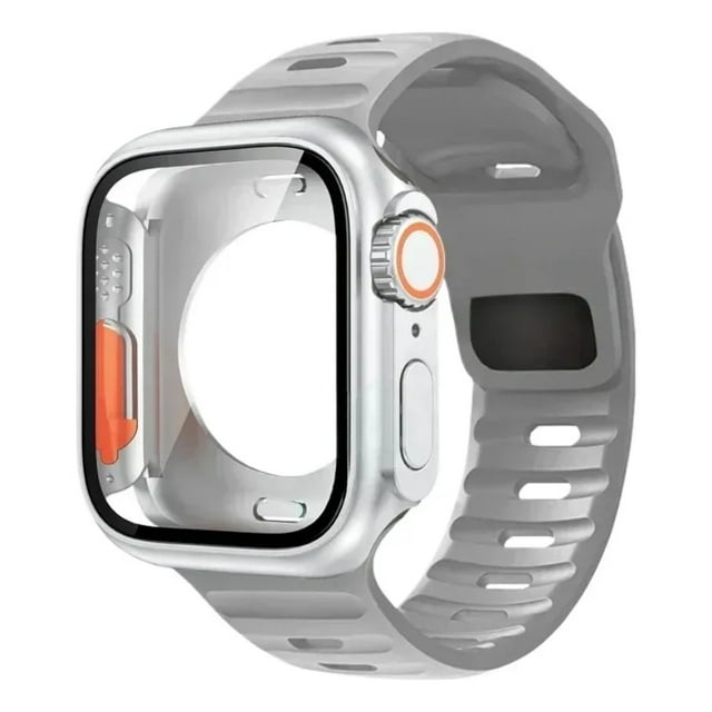 Correa de Silicona Deportiva con Case 360 de Vidrio Templado para Apple Watch