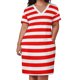 thumbnail image 3 of Vestido de fiesta de noche con bolsillos sueltos y estampado minimalista moderno de rayas blancas y rojas brillantes, 3 of 7