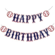 Baseball Happy PriNst Banner, Navy Blue Baseball Happy Backdrop Themed Garland Baseball Party Decorations Baseball Themed Happy Banner for Baseball Party Decor