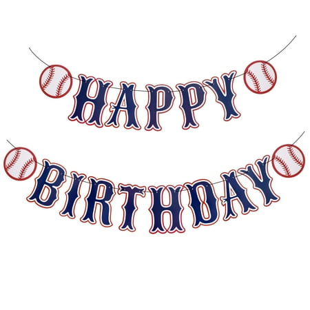 Baseball Happy PriNst Banner, Navy Blue Baseball Happy Backdrop Themed Garland Baseball Party Decorations Baseball Themed Happy Banner for Baseball Party Decor