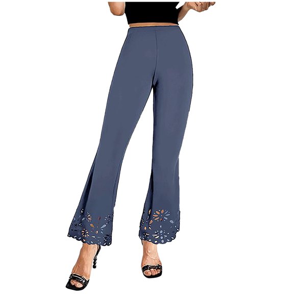 Tidyack,Limited Offer,European Style Mature Women Pants, Flowy Summer Leg Burnout Design, Lightweight Cotton Blend, Casual Outfit, For Travel/Office, Versatile Fashion, Summer Casual Wear