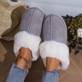thumbnail image 5 of Zapatillas de algodón de estilo coreano de otoño e invierno para mujer, además de zapatillas de algodón antideslizantes para el hogar con punta peluda de terciopelo para el hogar, 5 of 5