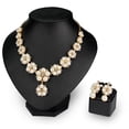 thumbnail image 2 of Yesbay 1 Set Bride Necklace Earrings Kit Faux Pearl Flower Rhinestone Elegant Luxury Hypoallergenic Women Necklace Dangle Earrings Wedding Jewelry Gift, 2 of 7