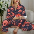 thumbnail image 6 of Pajama Sets for Women 2 Pcs, Shrimp No.9043 Button Down Long Sleeve Sleepwear Lounge PJ Sets, 6 of 6