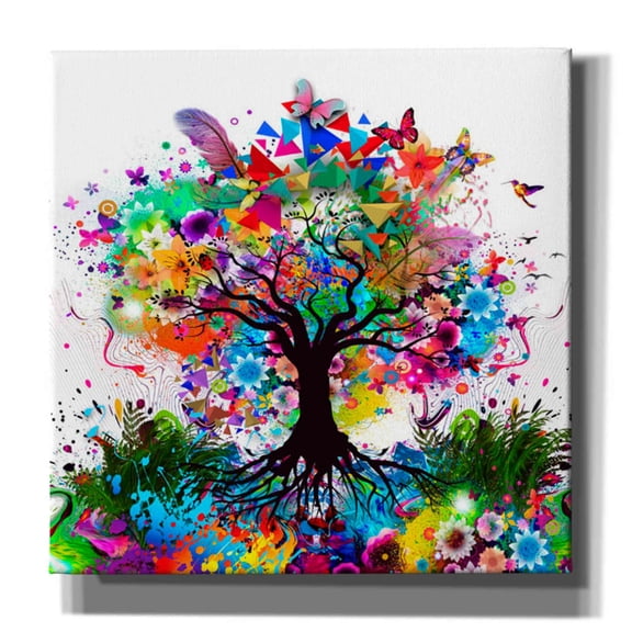 Epic Graffiti 'Kaleidoscope Tree White' Canvas Wall Art, 37"x37"