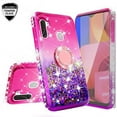 thumbnail image 2 of Liquid Quicksand Glitter Cute Phone Case for Galaxy A11 Case with Ring Socket Kickstand Clear Bling Diamond Girls Women For Galaxy A11 - Hot Pink/Purple, 2 of 5