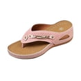 thumbnail image 2 of Bkhluea Women Rhinestone Bar Thong Wedge Sandals Comfortable Footwear For Beach Travel Casual Outdoor Activities, 2 of 6