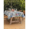 thumbnail image 2 of Outdoor Tablecloth with Umbrella Hole and Zipper, Blue Pink Spring Floral Rectangle Table Cloth 54x80 Inch Waterproof Tablecloth, Vintage Summer Botanical Picnic Table Cover for Patio Camping, 2 of 7