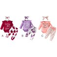 thumbnail image 3 of Gyratedream Newborn Infant Baby Girl Clothes Ruffle Romper Toddler Girl Floral Cotton Pant Cute Headband Sets Girls' Clothing Outfit, 3 of 3