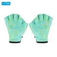 thumbnail image 3 of Uxcell Webbed Swimming Aquatic Gloves Printing Water Resistance Training Gloves Light Green, S, 3 of 6