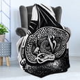 thumbnail image 4 of Dragon Soft Flannel Fleece Throw Blanket, Shadded Skin Dragon Curled up Under Long Wings Digital Sketch Illustration, Cozy Plush for Indoor and Outdoor Use, 50" x 60", Black and White, by Ambesonne, 4 of 5