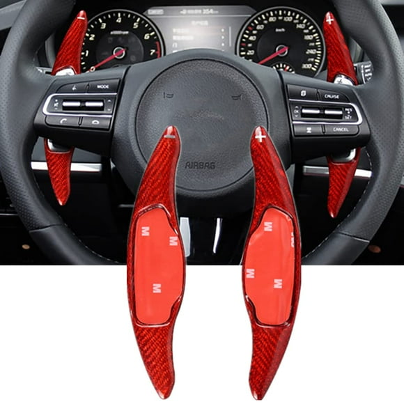 Dik Hong Carbon-Fiber Paddle-Shifter Cover for KIA Stinger - Paddle Shifter Extension,Car Refitting Decoration Accessories,Compatible With Stinger (RED)