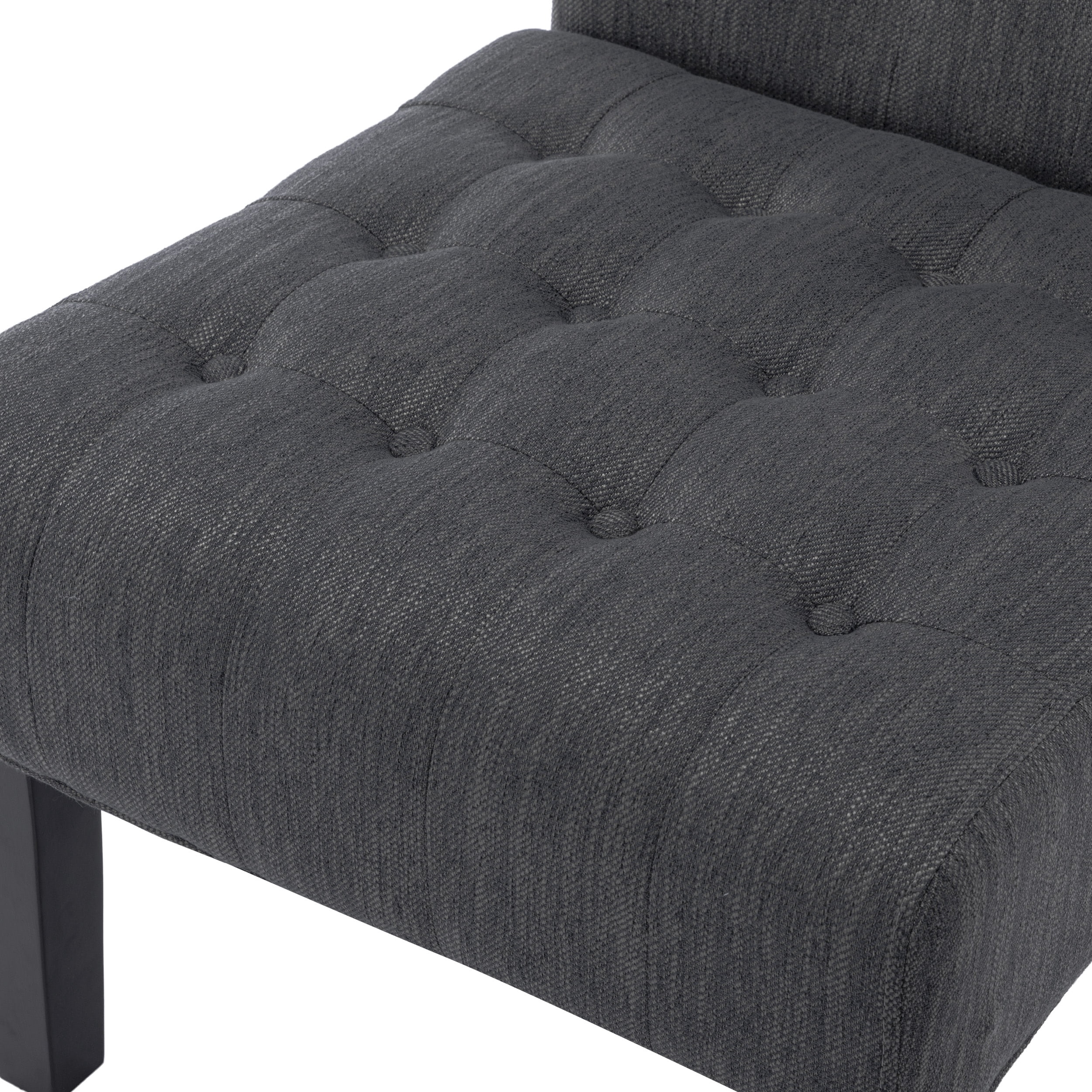 Noble House Loverin Fabric Tufted Slipper Chairs, Set of 2, Charcoal and Matte Black
