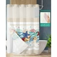 thumbnail image 2 of No Hook Shower Curtain with Snap in Liner, Cotton Linen Summer Ocean Shell Starfish Pattern Hotel Shower Curtains for Bathroom, Washable Shower Curtain Liner Set with Mesh Top Window, 72”x78”, 2 of 6