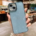 thumbnail image 5 of Compatible for iPhone 14 Luxury Glitter Plating Clear Case, Cute Bling Sparkly Shiny Case for Women Girls Soft TPU Shockproof Camera Protective Back Cover Electroplated Case - Light Blue, 5 of 10