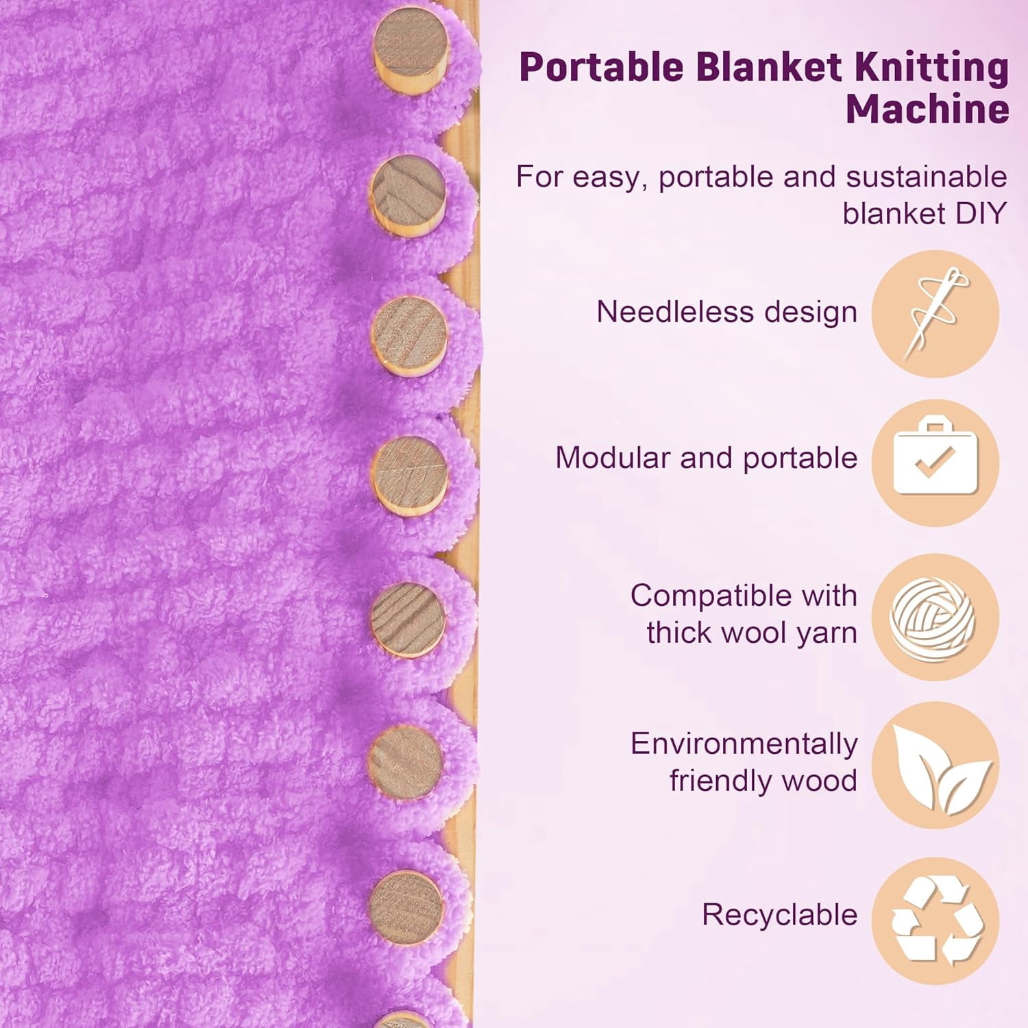 40” Chunky Knitting Blanket Loom - Customizable Knitting Looms - Adjustable Size & Portable Design Chunky Knit Blanket Loom - Beginner-Chunky Knitting for Beginners and Home Decoration