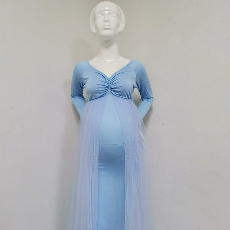 WAJCSHFS Maternity Dresses For Women Daily Wear Baby Shower, Maternity  Bodycon Dress, Ruched Side Dress (Blue,XL) 