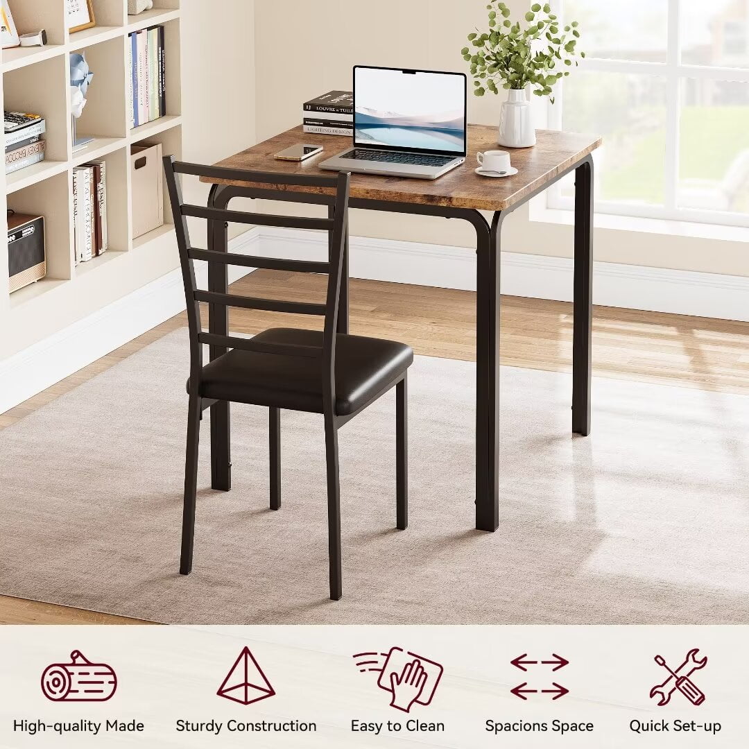 Dining Table for 2, Small Square kitchen Dining Tables Set,Space Saving Wood Accent Furniture for Apartment,Home Office, Brown