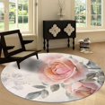 thumbnail image 4 of Round Rug 6ft Vintage Roses Area Indoor Circle Rug Round Washable Rug, Floor Mat Print Non Slip Carpet Kitchen Living Room Dining Room Playroom Decor, 4 of 7