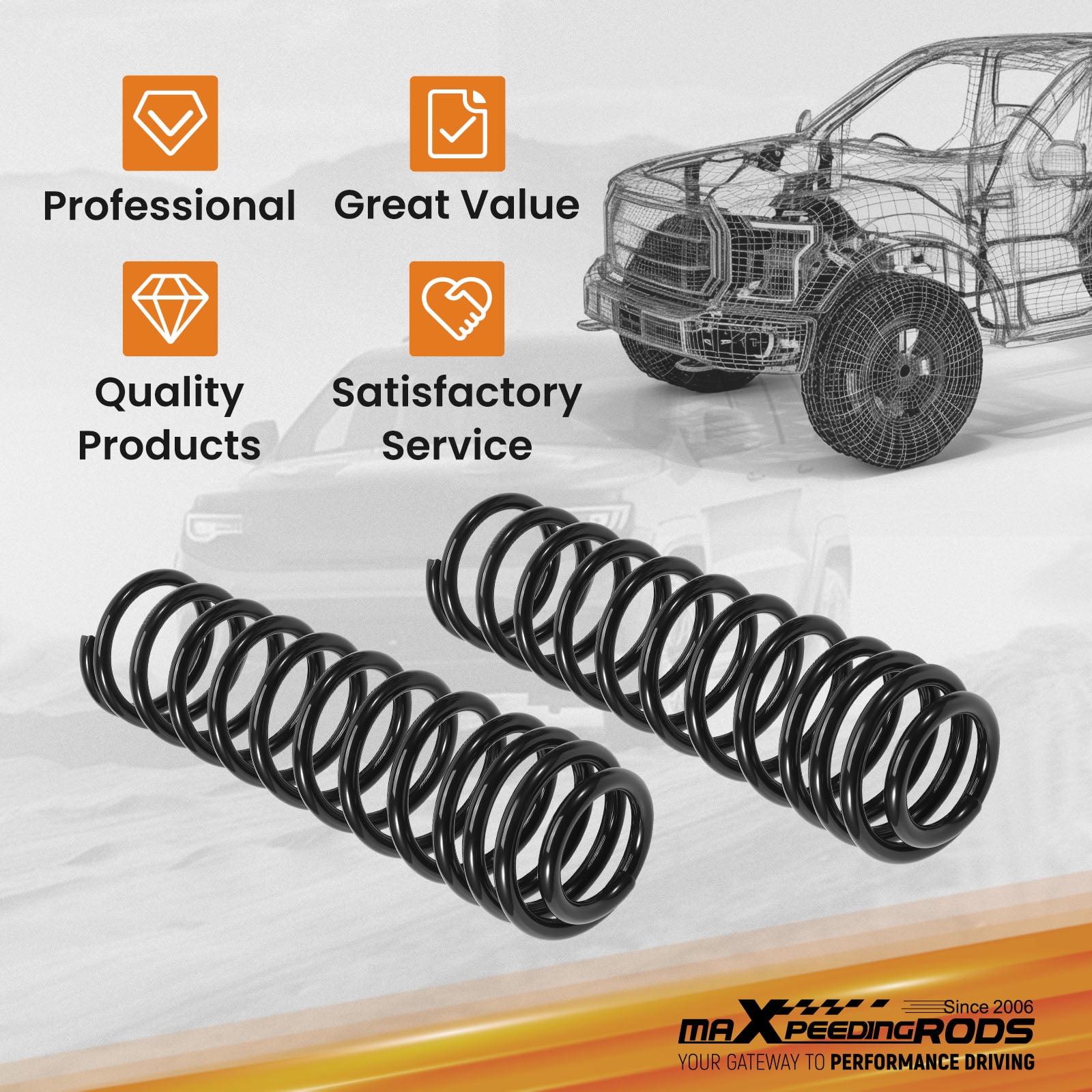 maXpeedingrods Front 3.5" Lift Coil Springs for Jeep Wrangler JKU 2007-2017, 4.5" Lift Coil Springs for Jeep Wrangler JK 2007-2017, Suspension Lift Kit, Set of 2