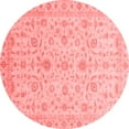 thumbnail image 1 of Ahgly Company Machine Washable Indoor Round Abstract Red Modern Area Rugs, 3' Round, 1 of 4