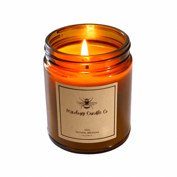 Beeswax Jar Candle - 4oz - 100% Had-poured in USA, Bees Wax in Glass Container - Unscented- All Natural Light Honey Scent - Handcrafted 100% Beeswax Candles in Amber Jars with Cotton Wick All Natural