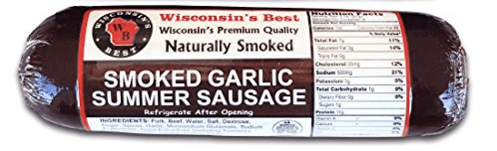 Wisconsins Best Smoked Garlic Summer Sausage, Case of 12 “ 12 oz summer sausages by Wisconsin's Best, LLC