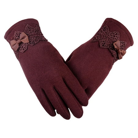 AkoaDa Fashion Ladies Women Screen Autumn Winter Warm Violet Gloves Wrist Mitten Outdoor Driving Ski Windproof Velvet Elegant Gloves