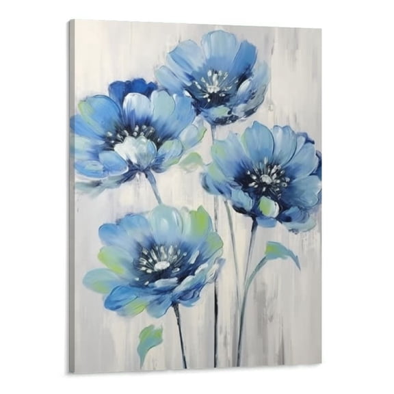 Shiartex Canvas Wall Art Picture 16x20in Blue Flower Ready to Hang 16x20in