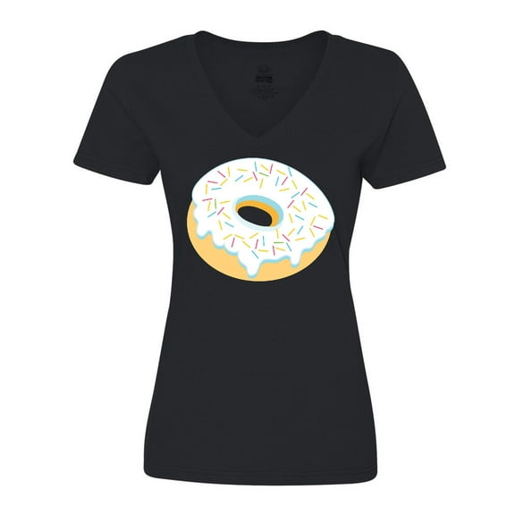 Inktastic White Donut with Sprinkles Women's V-Neck T-Shirt