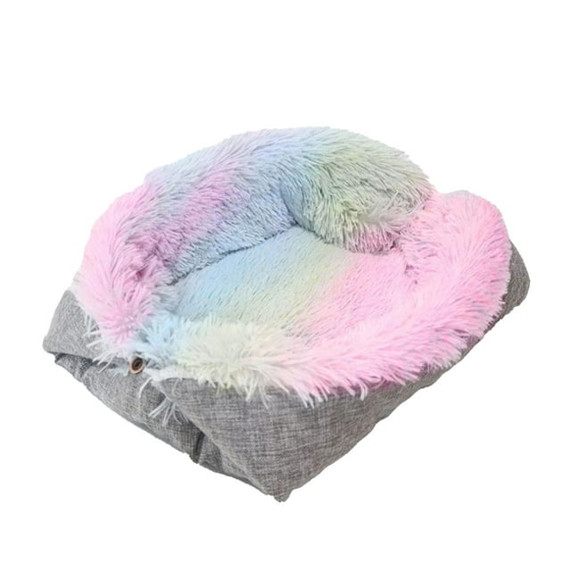 Cama para gatos, colorida, plegable, de doble propósito, cálida y de felpa, para chihuahuas, pugs, bichones, papas fritas, gatos y perros.