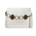 thumbnail image 4 of Women Antique Silver Metal Ethnic Belt Brown Flower Charm S M, 4 of 11