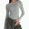 thumbnail image 2 of Towmus Womens Long Sleeve Shirts Crewneck Fitted Tops Casual Layer Slim Basic T-Shirts, 2 of 5