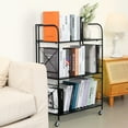thumbnail image 3 of Villertech 3 Tier Folding Metal Shelf with Wheels,Kitchen,study,Garage Storage Shelf,33.8"H,Black, 3 of 7