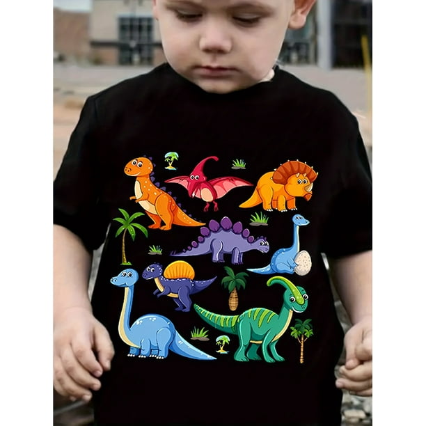 Summer Cute Short-Sleeve T-Shirt for Boys | Dinosaur Print, Casual and Comfortable Wear